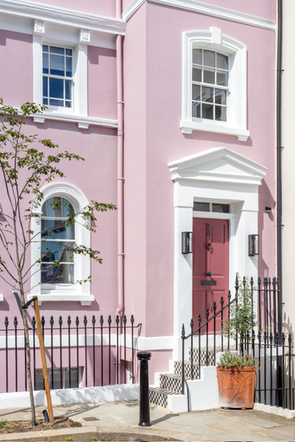 Beautiful pink Georgian townhouse exterior showcasing heritage craftsmanship